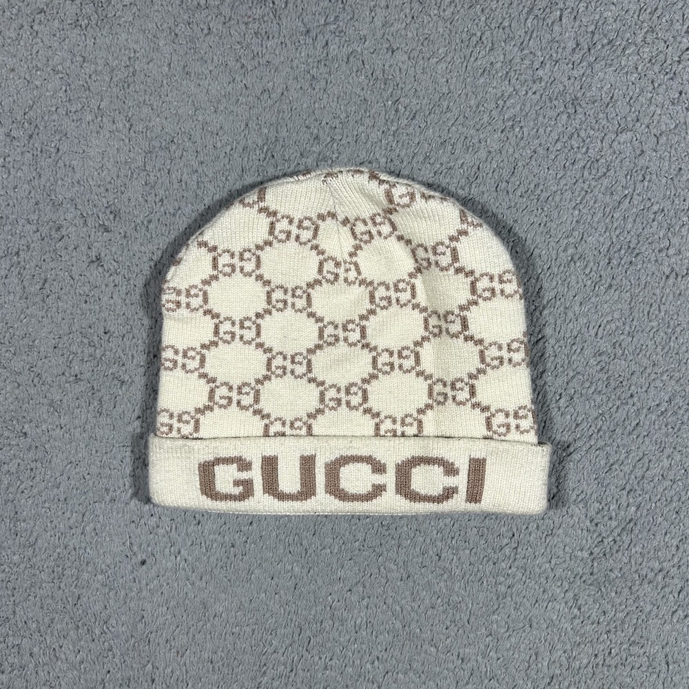 Gucci Unisex Wool Beanie Hat Off-white Beige